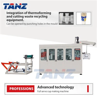 Servo Stretch Plastik stakan va piyola tayyorlash mashinasi Sutli choy stakanini ishlab chiqarish uchun uskunalar Bir marta ishlatiladigan plastmassa termoformlash mashinasi